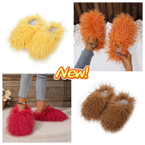 Chinelos Desgaste Externo GAI Fundo Macio Casa Feminina Atacado Flat Candy Color Fur Mulheres Chinelos Moda Outono Falso fofo Peludo Casa Chinelos maomao Senhoras fofo