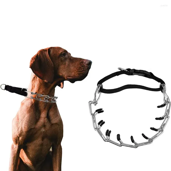 Coleiras para cães Coleira de pinos para treinamento sem tração ajustável pitada pequena média e grande cães pesados metal pet estrangulamento