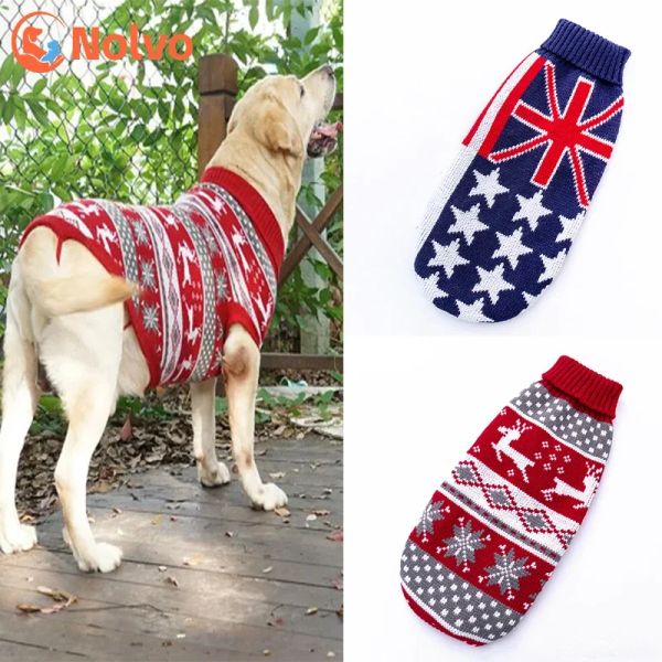 Jacken Weihnachtspullover für große Hunde, dick, warm, gestrickt, Rollkragenpullover, Winter-Hundekleidung für kleine, mittelgroße und große Hunde, Golden Retriever