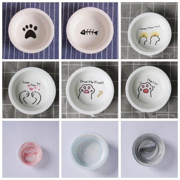 Forniture TECHOME Nuovi modelli carini Ciotola per animali in ceramica Ciotola per gatti carina Bacinella per l'acqua Pentola per cani Pet Bere Ciotola per mangiare Ciotola rotonda in ceramica Mangiatoie