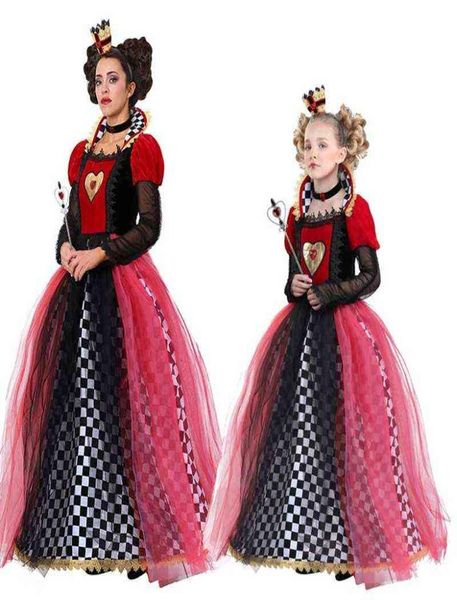 Взрослая женская красная королева червей, сексуальная Алиса в стране чудес, королева, карнавальная форма на Хэллоуин для девочек и детей L2207148504629