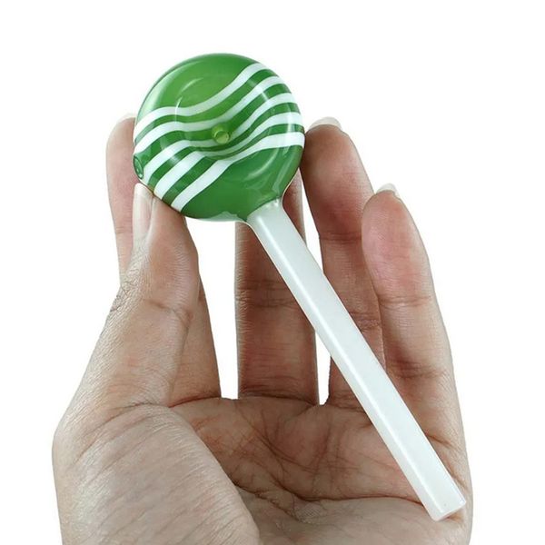 4.0inch lolipop şekli renkli cam el borusu taşınabilir dab yağ kuleleri su bongs Bubbler tütün yağ brülör boruları el tipi bongs