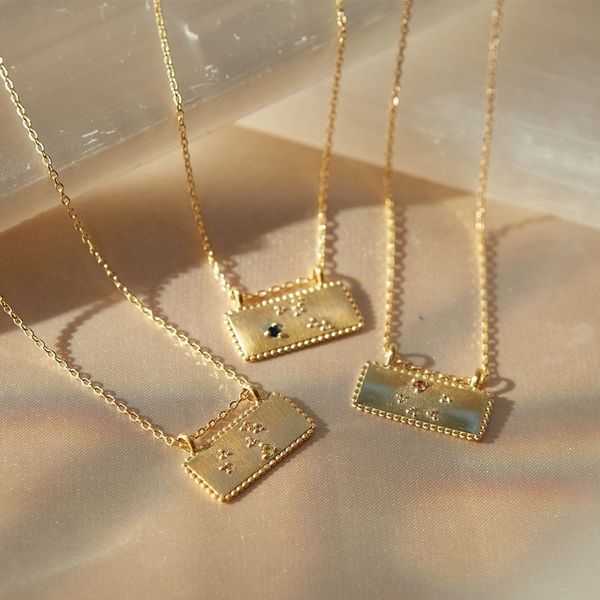 18K GOLD Edelstahl Sternzeichen Halskette Minimalistische Zirkon Stein Halskette für beste Freundin Geschenk Neu eingetroffen
