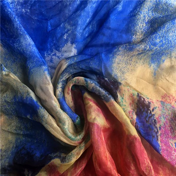 Tessuto 1 metro x 1,32 metri di seta dipinti color di seta al 100% garza in seta in seta in chiffon tessuto per sciarpa