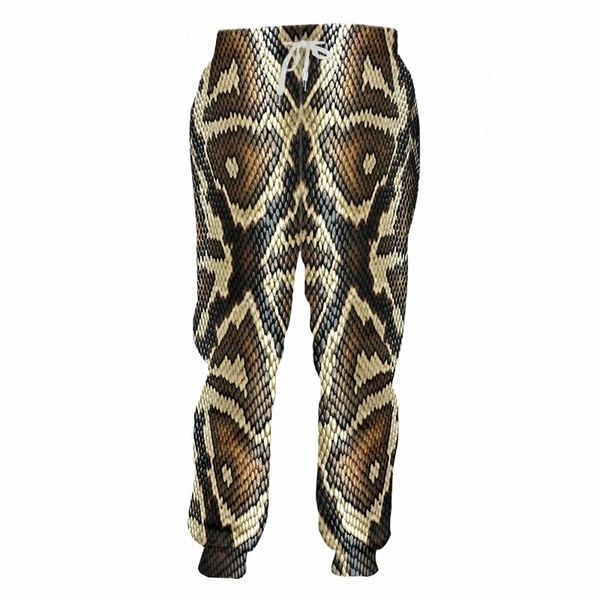 3d stampato pelle di animale Y2k pantaloni uomo modello serpente pantaloni sportivi squalo pantaloni streetwear autunno pantaloni casual da uomo mens tennis 39Yu #