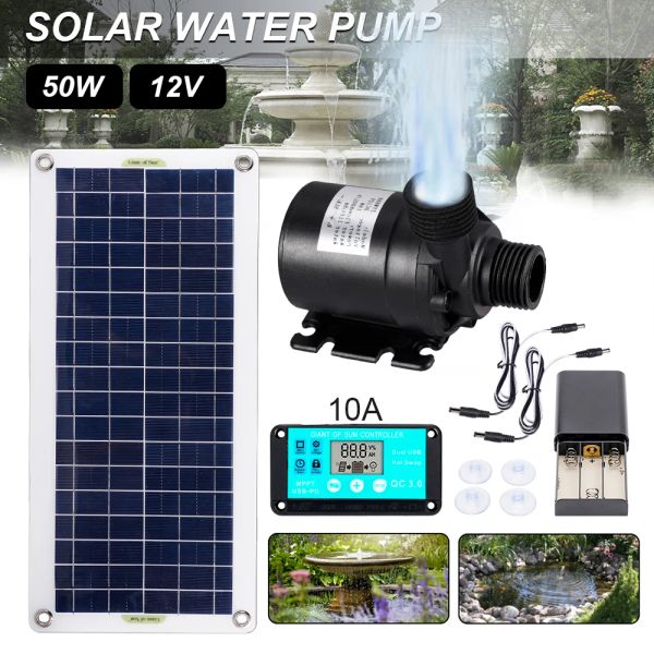 Accessori 50W 800L/H Pompa per acqua solare senza spazzole Impostare Pompa d'acqua sommergibile ultraquiet Motore Fish Pond Garden Decoration