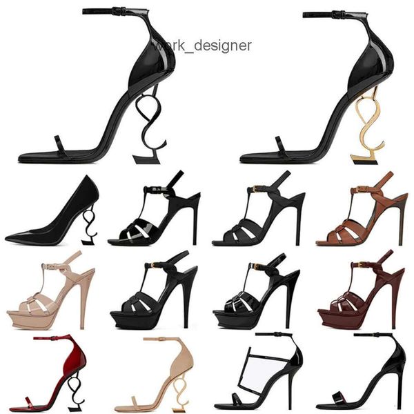 Frauen Luxus -Kleiderschuhe Pumpen High Heels Designer Patent Leder Gold Ton Nude Red Dame Lady Mode Sandalen Teil Ysls Yves Saint Laurant Laurent ы PMZZ