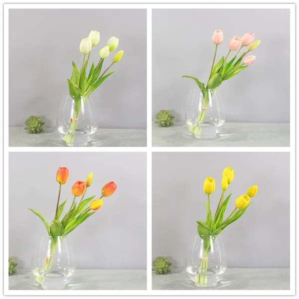 Dekorative Blumen, 5 Stück, luxuriös, Silikon, fühlt sich echt an, Tulpen, Blumenstrauß, künstliche Blumen, Heimdekoration, Flores Artificiales