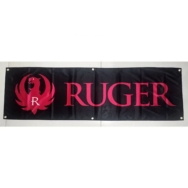 Aksesuarlar 130gsm 150D Malzeme Ruger Tabanca Banner 1.5ft*5ft (45*150cm) Boyut Ev bayrağı kapalı dış mekan dekoru