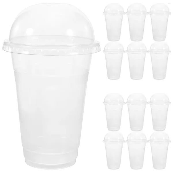 Copas descartáveis palhas 50 conjuntos de bebidas de café com cover com tampas de suco portátil de suco portátil pp smoothie