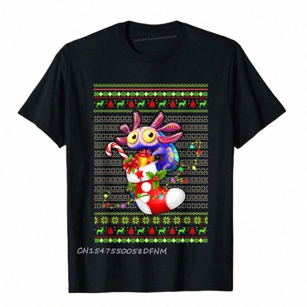 Slim Fit Axolotl Meias Christmas Light Tam Moto Biker Tops Tees Plain Premium Cott Men's T Shirt K9YN #