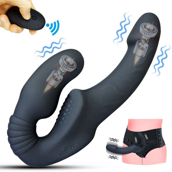 Strap-on-Dildo, weiblicher Analplug, Sexspielzeug für Frauen, Lesben ab 18 Jahren, G-Punkt-Klitoris-Stimulator, erotischer Doppelkopf-Vibrator