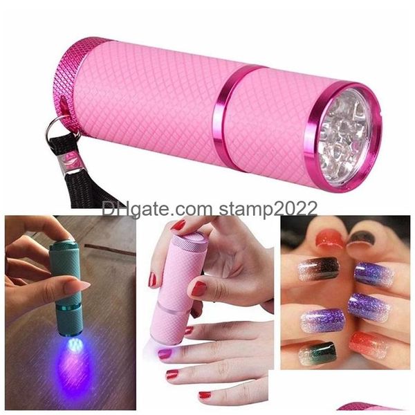 Lampada di disinfezione a raggi ultravioletti Mini essiccatore a LED Uv per unghie in gel Torcia portabilità Hine Strumenti per nail art Consegna a goccia Giardino domestico H Dhrbg