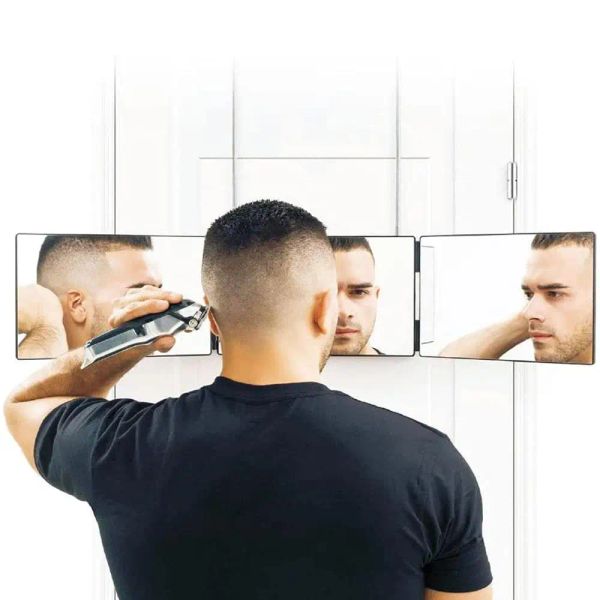 Spiegel Make-up-Spiegel, faltbar, 360-Grad-Selbstfriseurspiegel, selbstschneidendes und stylendes DIY-Werkzeug, verstellbarer Herren-Rasierspiegel