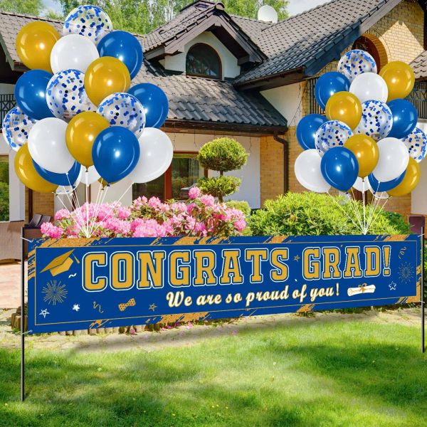 Zubehör 2023 Graduierung Banner Dekor Große Congrats Grad Banners Klasse von 2023 Yard für High School College Graduation Party Supplies