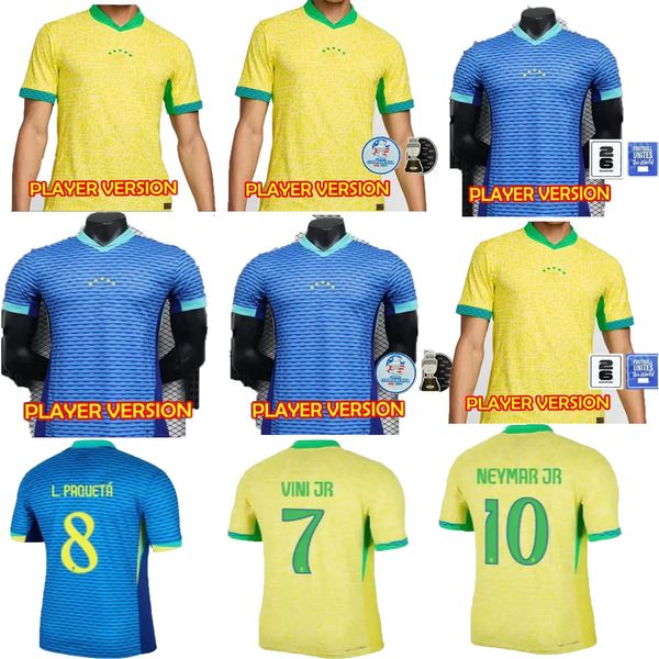 Beliebte 24/25 Brasilien Fußballtrikot Spielerversion NEYMAR JR Brasilien CASEMIRO Nationalmannschaft G.JESUS P.COUTINHO Home Away Herren T.SILVA PELE MARCELO Fußballtrikot Uniform