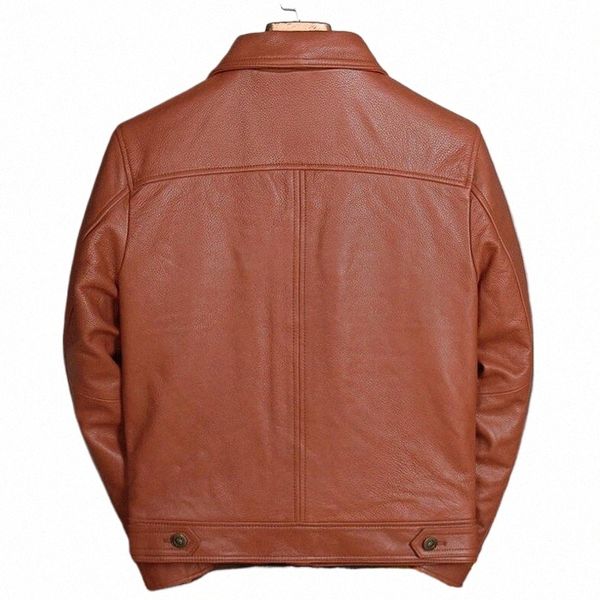 Genuíno 100% Couro Mens Aviator Jacket Itália Luxo Único Breasted Curto Windproof Biker Leather Pilot Coat Plus Size 5XL v7uI #