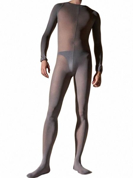 unisex Matt 120D Nyl Bodystocking Pene Guaina Chiudi con apertura sul cavallo Tuta Collant Corpo sexy Sha Cjoined Lingerie Pigiama L5aD #