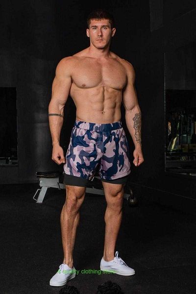 Pantaloncini da uomo 2023 Summer Running Mens Fitness Gym Training 2-in-1 Pantaloncini sportivi a doppio strato Casual da jogging Uomo Camouflage