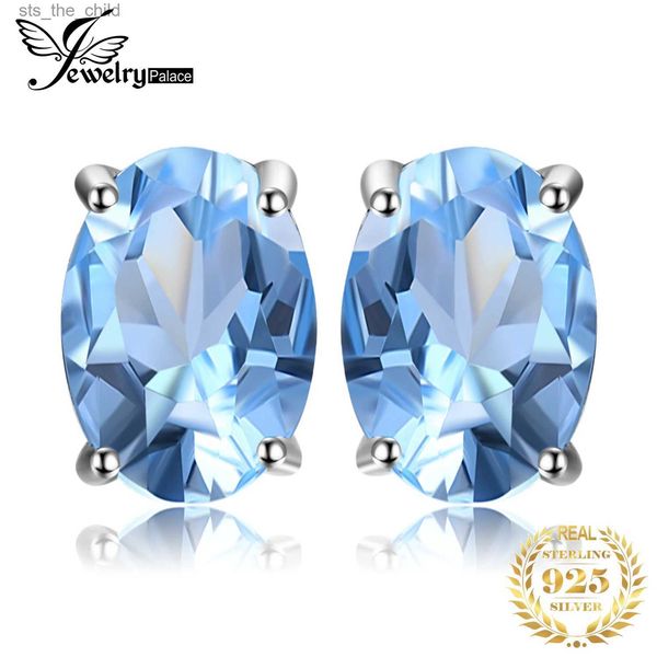 Gioielli con ciondoli Palazzo ovale autentico topazio blu naturale orecchini in argento sterling 925 dichiarazione di moda da donna gemma gioielliC24326