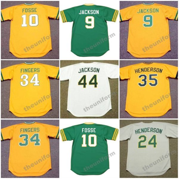 Oakland Ray Fosse, de 1973 de 1973 de 1999, Jackson Rickey Henderson Rico Carty Rollie Fingers Ron Darling Retwork Baseball Jersey S-5xl