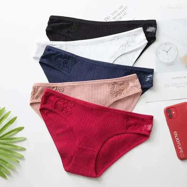 Frauenhöschen 2024 Baumwolle Panty 3 Teile/los Solide Komfort Unterwäsche Hautfreundliche Slips Für Frauen Sexy Low-Rise Dessous