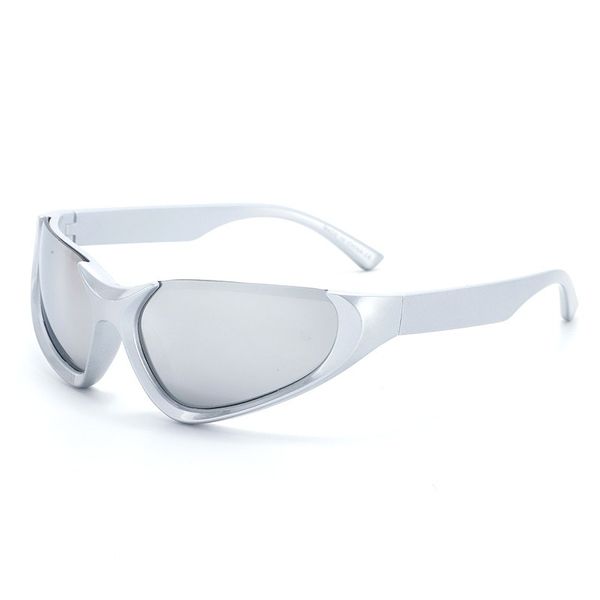 Óculos de sol para mulheres Marca de luxo mens designer óculos de sol esportes equitação óculos de sol tendência proteção solar óculos de sol à prova de vento espelho decorativo 9859 prata