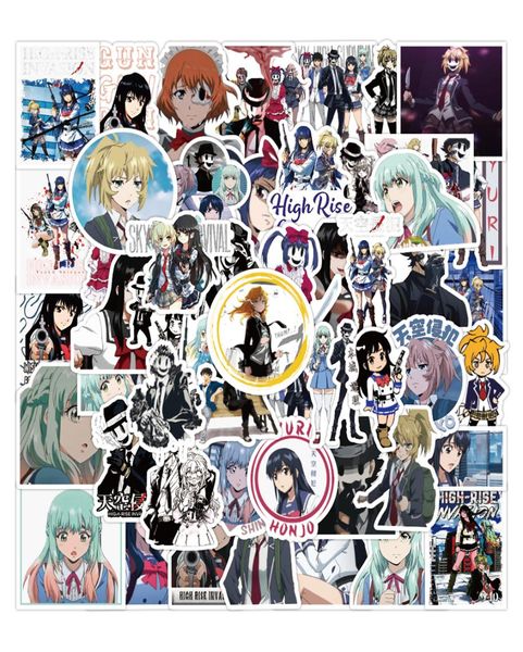 Adesivo de anime à prova d'água 50pcs Decalques de laptop de desenhos animados japoneses para skateboard de skate de padrões de notebooks de guitarra.