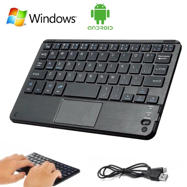 Keyboards Mini Bluetooth -Tastatur Ultra Slim Wireless Tastatur mit Touch Pad Mouse für Android iOS Windows Tablet Laptop iPad Smartphon