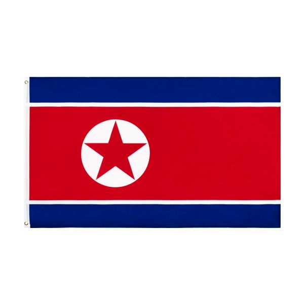 Accessori Bandiera della Corea del Nord Colori vivaci Bandiera pentagramma rossa e blu NK Bandiere nazionali coreane Poliestere doppia cucitura con occhielli in ottone