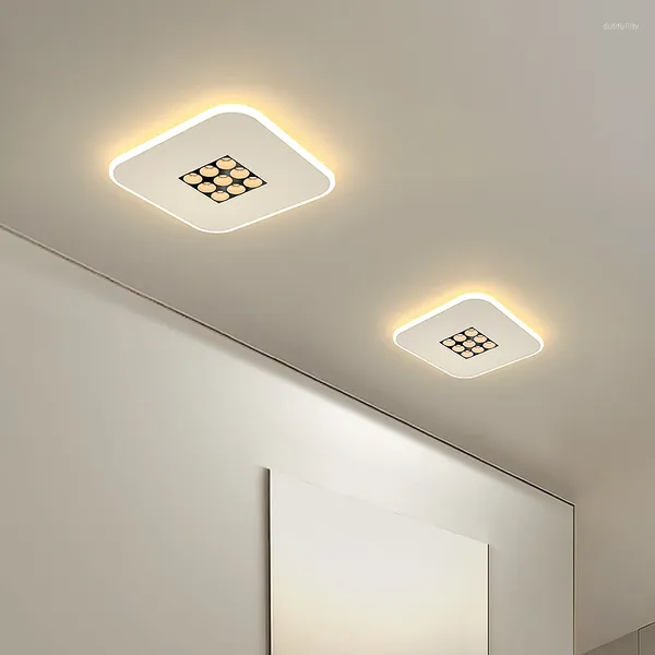 Luzes de teto corredor vestiário barra moderna lâmpada led diâmetro 25cm corpo de ferro branco com holofote