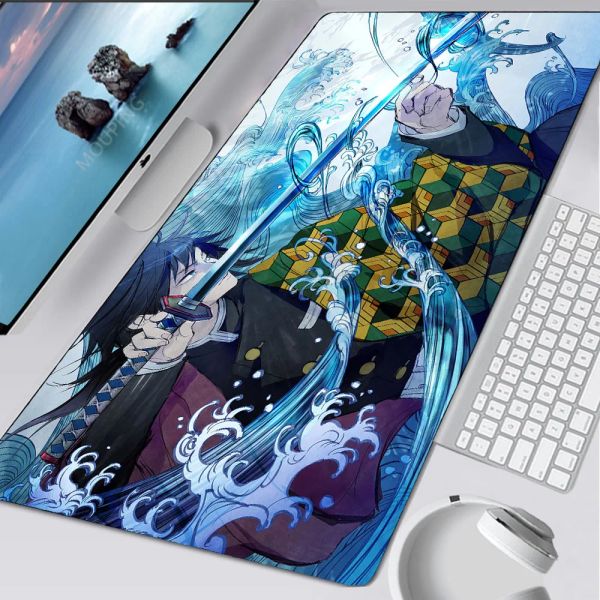 Ratos japão demon slayer katana jogar tapete xxl mouse pad anime dos desenhos animados gamer teclado tapete de mesa do computador grande mousepad vermelho