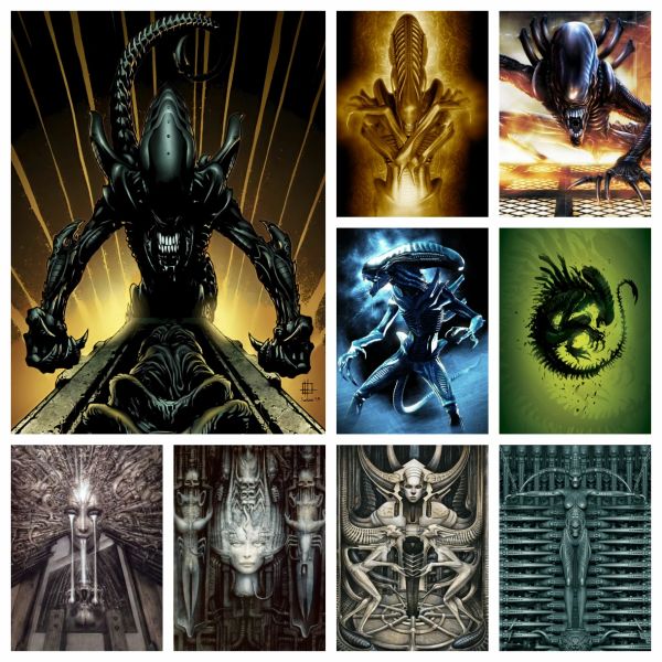 Stitch Alien Alien Classic Horror Movie Diamond Painting H R Giger's Work's Work Cross Stitch Bordery Picture Mosaic Decoração de casa completa