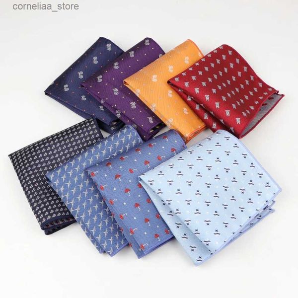 Lenços Bandanas Durag Poliéster Hank Chief Lenço Vintage Tecido Hank Guarda-chuva Carro Peixe Aeronave Bicicleta Bolso Quadrado Alça Chefe 23 * 23cm Y240326