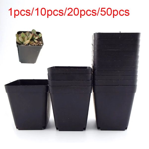 Kits 8*7*5 cm vaso de plantas vasos de flores de plástico criativo pequenos vasos quadrados para plantas suculentas decoração de jardim preto