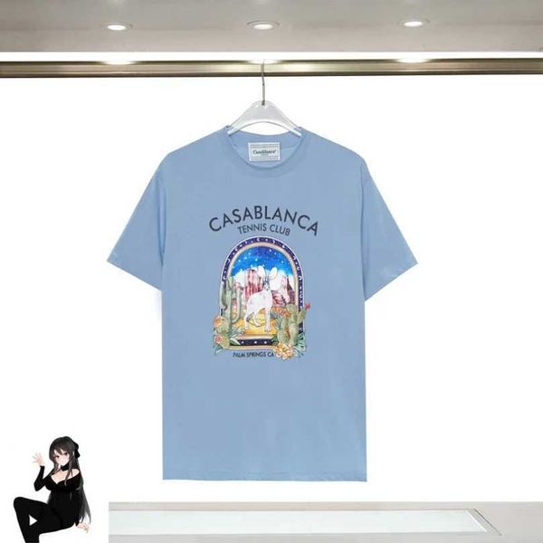 T-shirt da uomo 2024 Blue Rabbit Cactus Sky Night Stampa T Shirt Uomo Donna Cotone di alta qualità Respirare T-shirt casual Tee Tops J240326