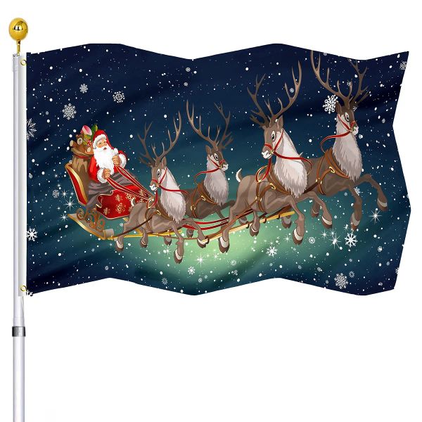 Zubehör Frohe Weihnachten Flagge Elch Weihnachtsmann Gartenflaggen Winterurlaub Flagge Polyester Hof Hausflaggen Innen- und Außendekoration Frauen Kinder