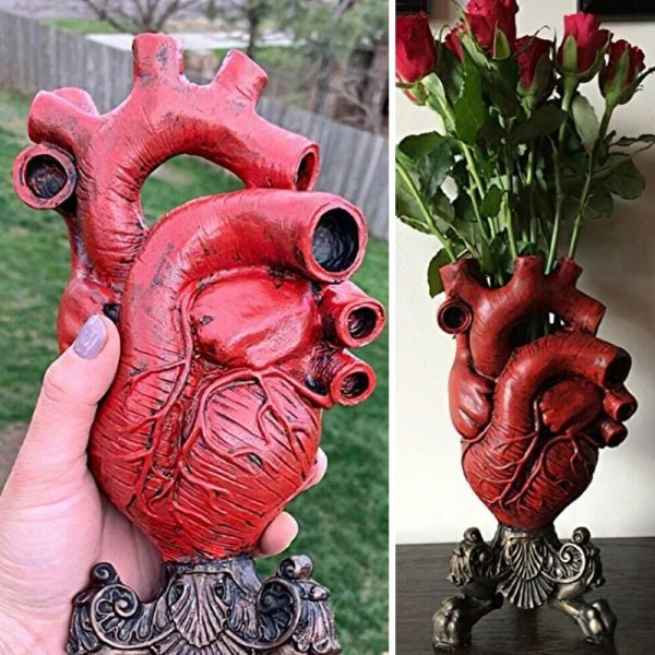 Vaso de coração anatômico em miniatura, novidade moderna, vaso de flores, ornamento de mesa, decoração, vaso de flores, mesa, decoração de sala de estar, artesanato