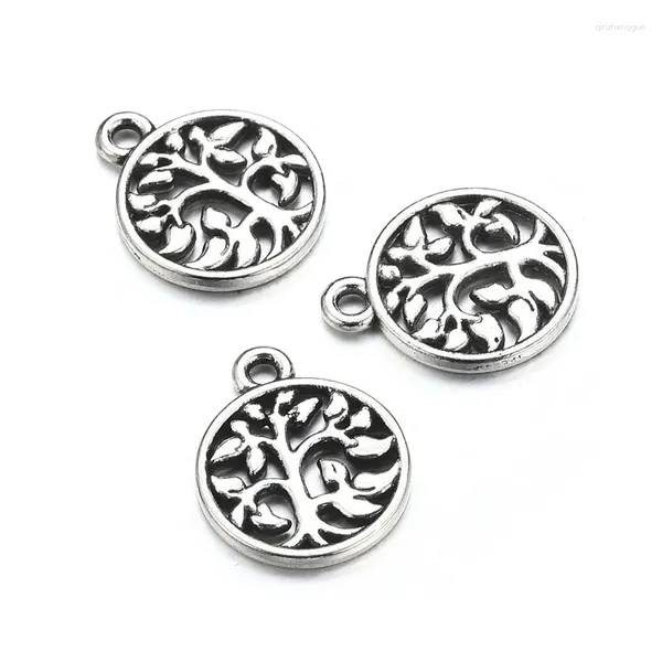 Charms 10 Teile/los Vintage Runde Kreis Tag Baum Blatt Für Schmuck DIY Herstellung Blätter Charm Anhänger Zubehör