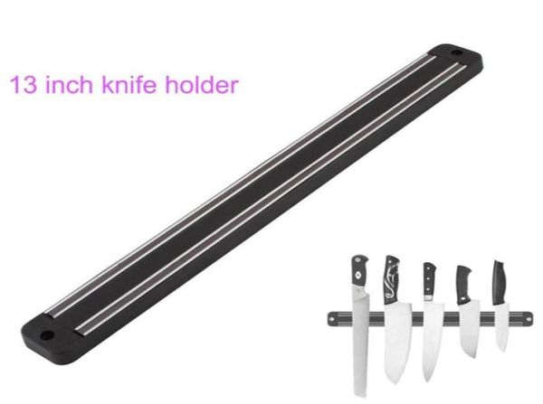 Yüksek kaliteli 13 inç manyetik bıçak tutucu duvar montajı siyah abs plastik blok mıknatıs bıçağı tutucu için metal bıçak71657155426807