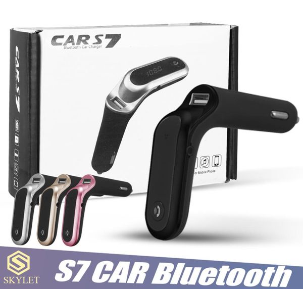 S7 Car Bluetooth FM -передатчик FM -адаптер с USB -автомобильным зарядным устройством o Player Mp3 Handfree Support TF Cards для универсального мобильного телефона в плоской розничной пакете 9562233