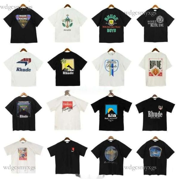 Designermode Kleidung T-Shirts T-Shirt Amerikanische trendige Marke Rhudes Sense Kurzarm Herren Damen Paar Feels of Godes High Street Locker sitzendes T-Shirt Frühling 1