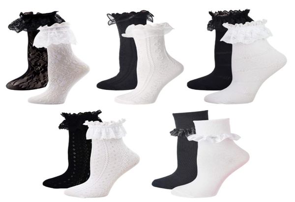 Rmsweetyil lace Rüsche Rüste Knöchel Socken für Frauen weiß sexy süße lolita bloße fishet lässige damen schwarze crew kleide sock 211209548451