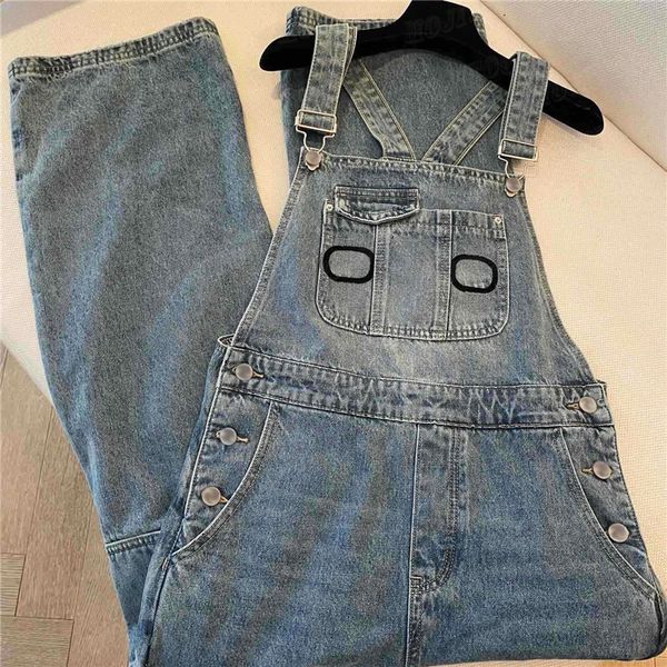 Klasik desen denim kayış pantolon kadınlar tulumlar tasarımcı moda kot pantolonlar yüksek sokak sürprizleri