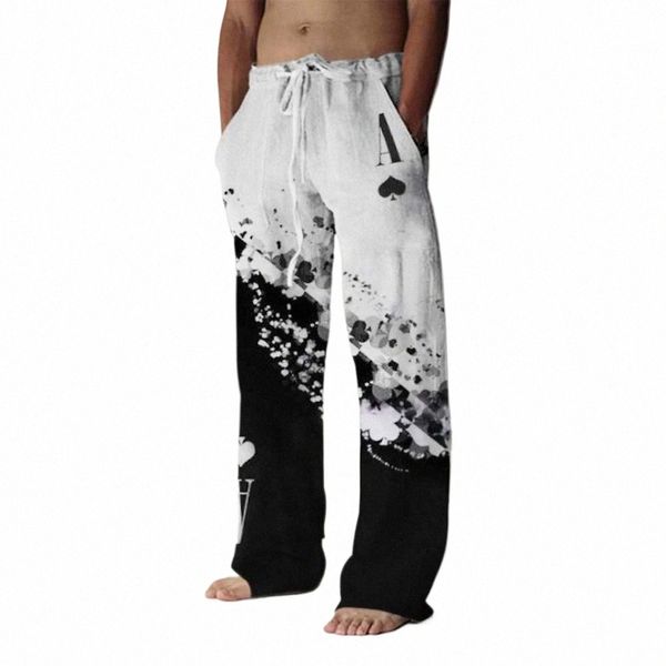 Stelle e strisce 3D All Over Print Pantaloni a gamba larga a figura intera Hipster Fi Streetwear Pantaloni sportivi taglia US Abbigliamento uomo J0ZA #