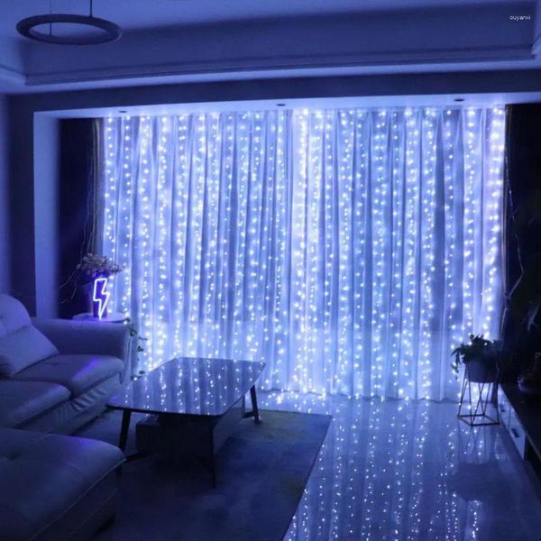 Cordas de parede pendurado luzes de fadas controle remoto cortina led para quarto decoração ao ar livre casamentos festas