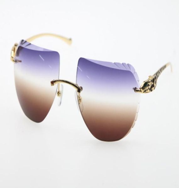 Óculos de sol sem aro da série leopardo de metal inteiro 8200763 óculos unissex escudo de alta qualidade óculos de sol nova lente esculpida óptica w3567889