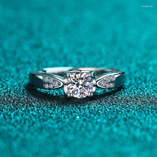 Cluster Ringe Luxus Weißgold 18 Karat Moissanit Diamant Für Frauen Schwalbenschwanz Bullenkopf Mode Verstellbarer Ring Hochzeit Schmuck Geschenk