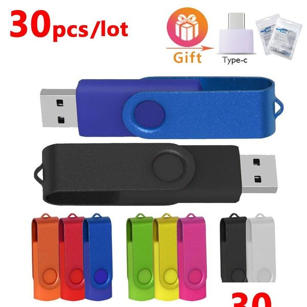 USB-Flash-Laufwerke 30 teile/los Logo Metall Stick 64 GB 32 GB 16 GB 8 GB 4 GB Stift 2,0 Pendrive U Disk Memory Stick Cel Für Hochzeit Drop Lieferung Otrlz