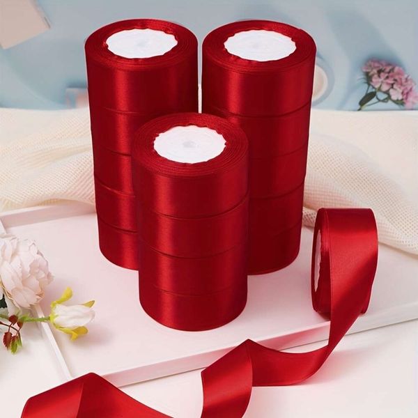 5 rotoli di lussuoso nastro in raso di seta - Perfetto per rose fai da te, decorazioni per torte, confezioni regalo e fiocchi per feste di matrimonio